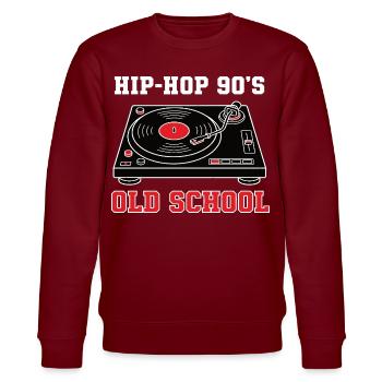 Hip Hop 90er Old School DJ Vinyl - Stanley/Stella Unisex Bio-Sweatshirt CHANGER  - Burgunderrot - Vorne - Nik (191cm) & Marisol (170cm)