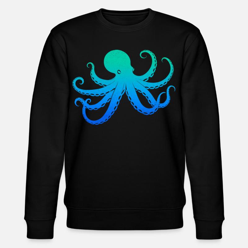 Oktopus Jungen Kinden Herren Krake - Stanley/Stella Unisex Bio-Sweatshirt CHANGER  - Schwarz