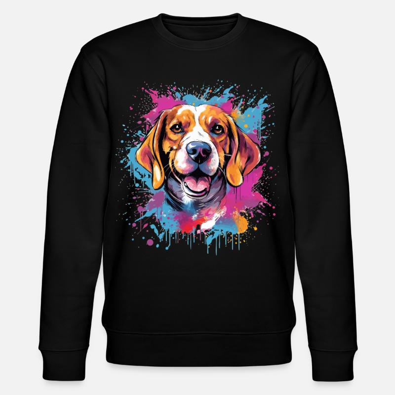 Bunter Beagle Splash Art Dog - Stanley/Stella Unisex Bio-Sweatshirt CHANGER  - Schwarz