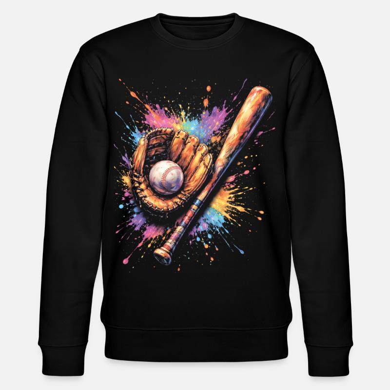 Ball- und Schlägerhandschuh-Splash-Art - Stanley/Stella Unisex Bio-Sweatshirt CHANGER  - Schwarz