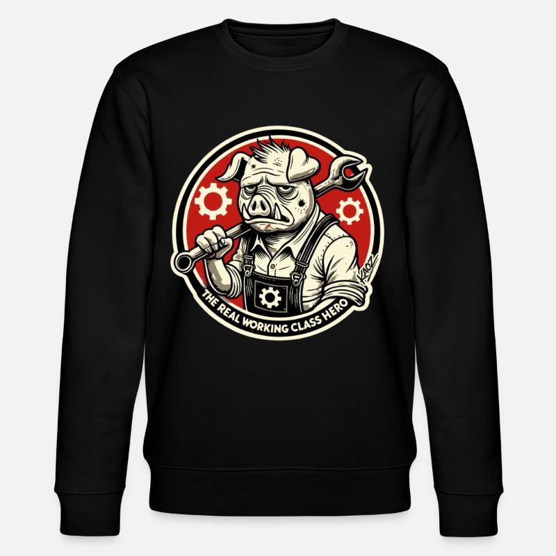 Echtes Heldenschwein der Arbeiterklasse - Stanley/Stella Unisex Bio-Sweatshirt CHANGER  - Schwarz