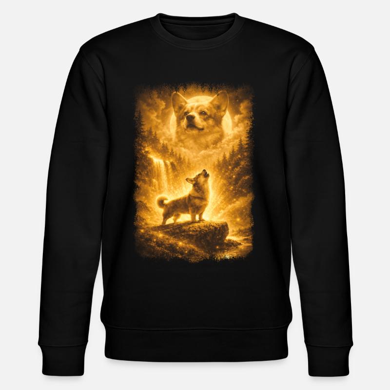 Corgi, Mond - Stanley/Stella Unisex Bio-Sweatshirt CHANGER  - Schwarz