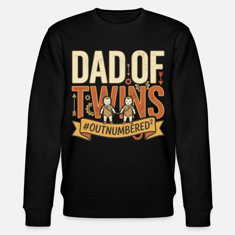 Papa de jumeaux, jumeaux, père #Outnumbered - Sweat bio CHANGER Stanley/Stella Unisexe - noir