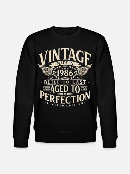 Vintage 1986 Vintage Birthday Retro Gift - Stanley/Stella CHANGER Unisex Organic Sweatshirt - black