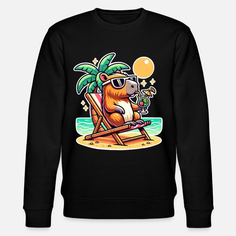 Capybara Urlaub - Stanley/Stella Unisex Bio-Sweatshirt CHANGER - Schwarz