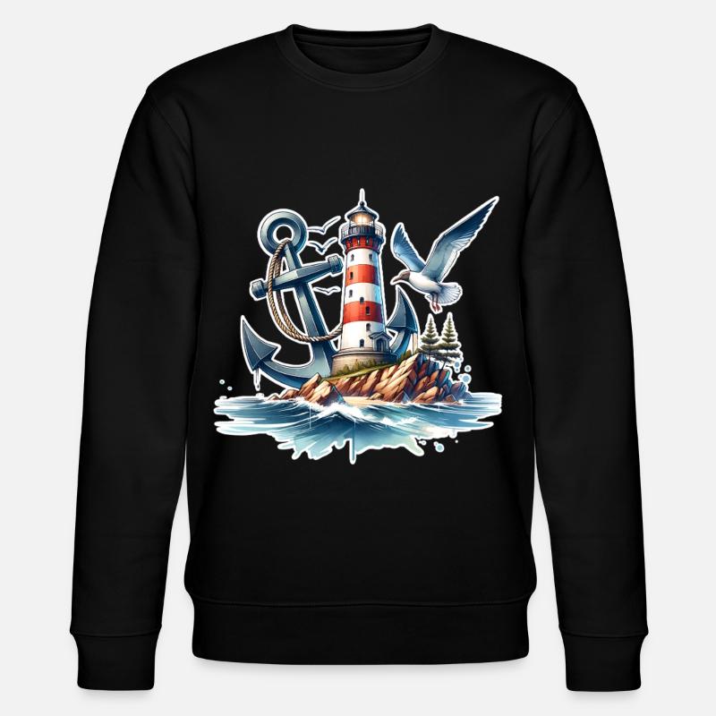 Leuchtturm Anker  - Stanley/Stella Unisex Bio-Sweatshirt CHANGER  - Schwarz