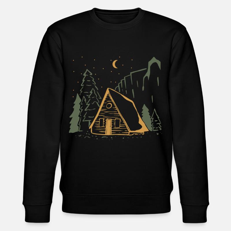 Moonlit Rustic Cabin Night - Stanley/Stella CHANGER Unisex Organic Sweatshirt - black