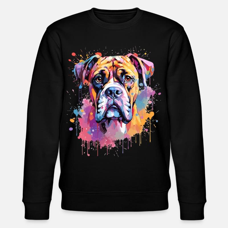 Boxer Bunte Hund Splash Art - Stanley/Stella Unisex Bio-Sweatshirt CHANGER - Schwarz