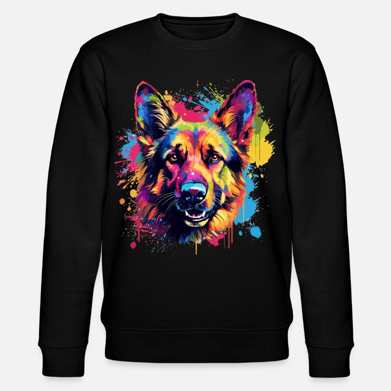 Deutscher Schäferhund Spritzkunst bunt - Stanley/Stella Unisex Bio-Sweatshirt CHANGER  - Schwarz