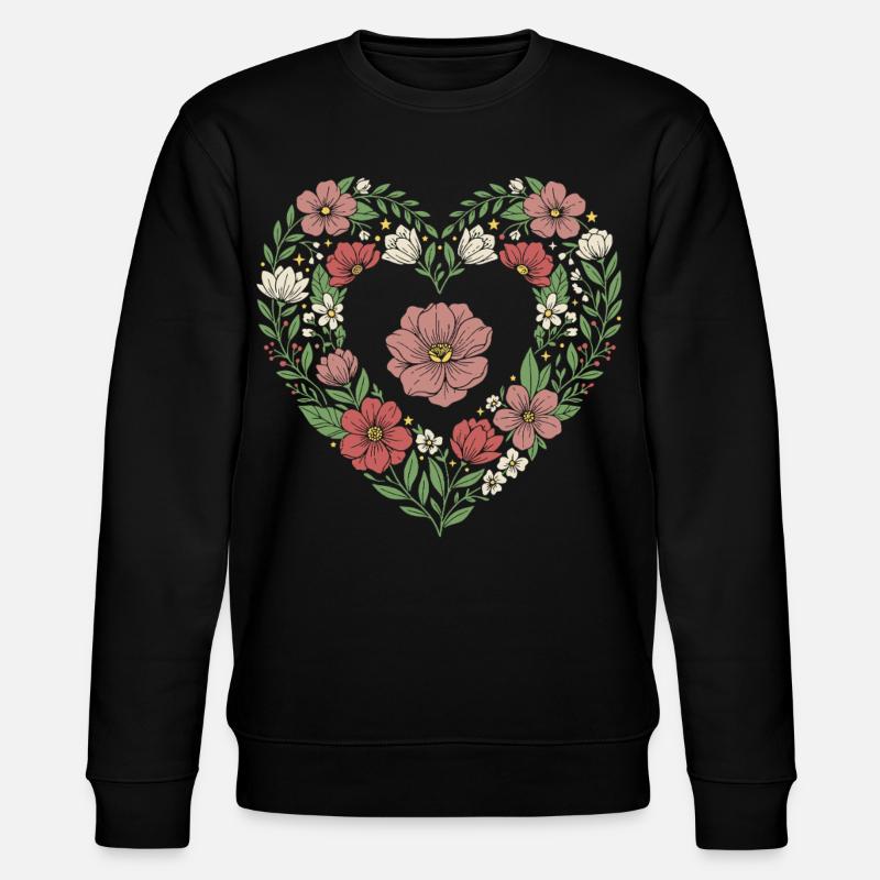Floral Heart Botanical Bloom Design - Stanley/Stella Unisex Bio-Sweatshirt CHANGER  - Schwarz
