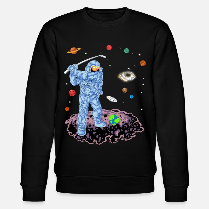 Astronaut Space Golf Shirt - Stanley/Stella CHANGER Unisex Organic Sweatshirt - black