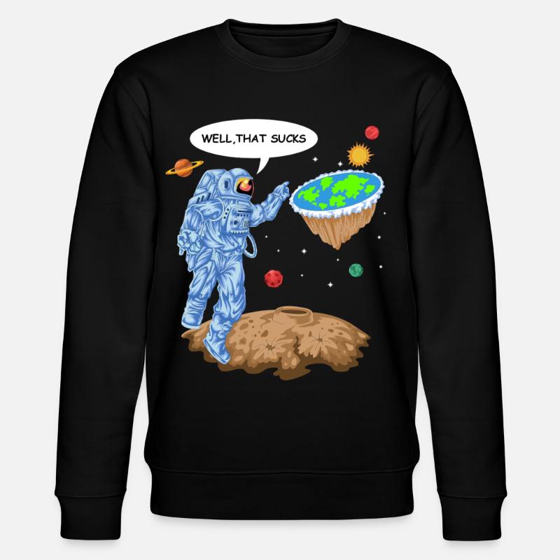 Flach-Erde-Astronauten-Shirt - Stanley/Stella Unisex Bio-Sweatshirt CHANGER  - Schwarz