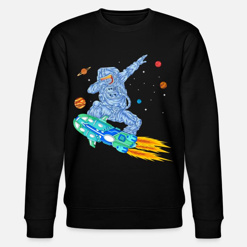 Astronauten-Hoverboard-Raumhemd - Stanley/Stella Unisex Bio-Sweatshirt CHANGER  - Schwarz