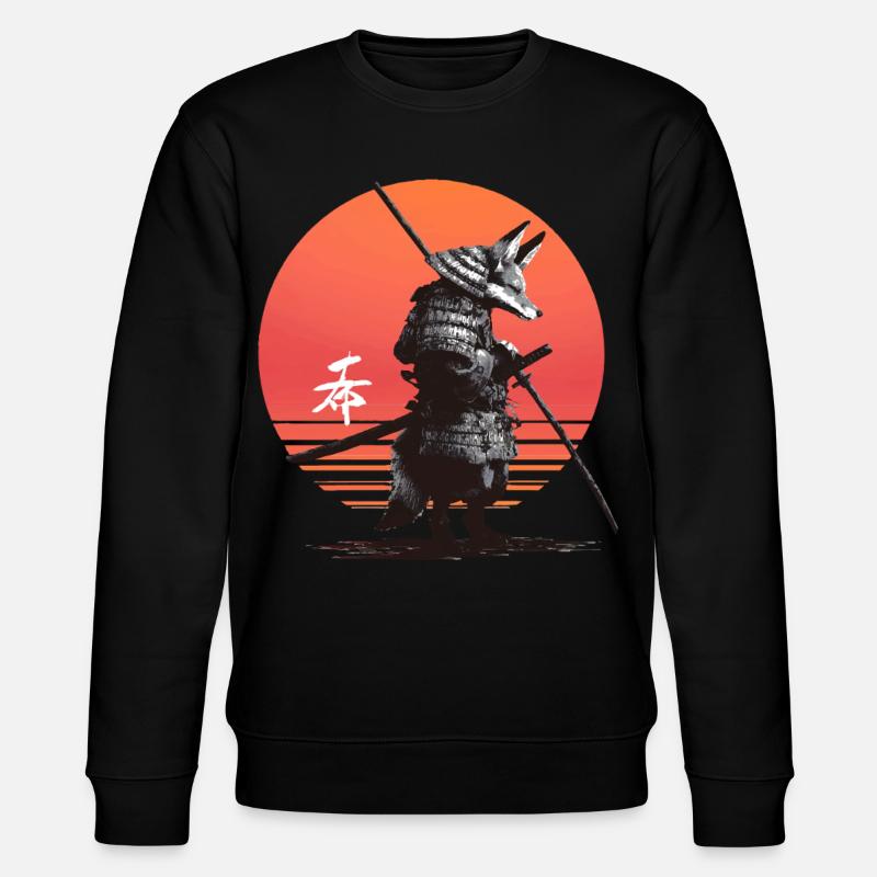 Samurai Fox Warrior at Sunset - Stanley/Stella CHANGER Unisex Organic Sweatshirt - black