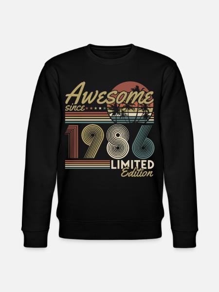Bursdag i 1986 - Retro gave - Stanley/Stella CHANGER økologisk unisex-sweatshirt - svart