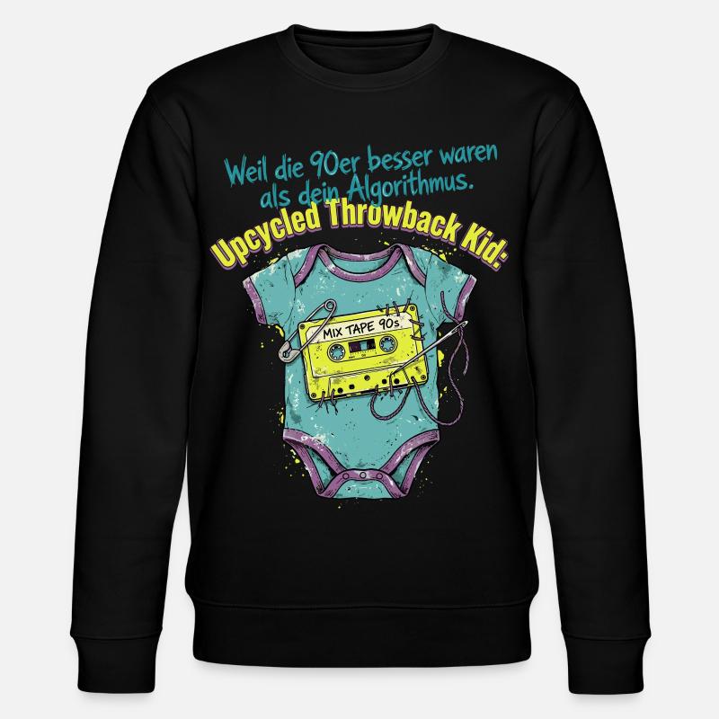90er Upcycled Throwback Retro Kassette - Stanley/Stella Unisex Bio-Sweatshirt CHANGER  - Schwarz