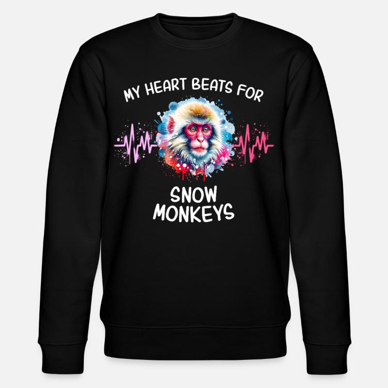 Schneeaffe Herzlinie - Stanley/Stella Unisex Bio-Sweatshirt CHANGER  - Schwarz