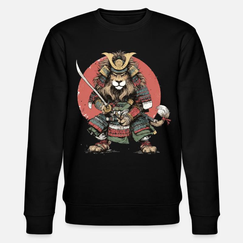 Samurai-Löwe in Rüstung - Stanley/Stella Unisex Bio-Sweatshirt CHANGER  - Schwarz