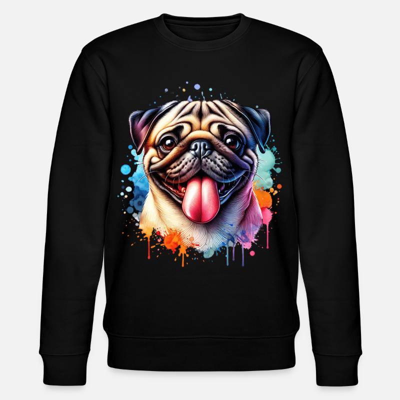 Mops Motiv - Stanley/Stella Unisex Bio-Sweatshirt CHANGER  - Schwarz