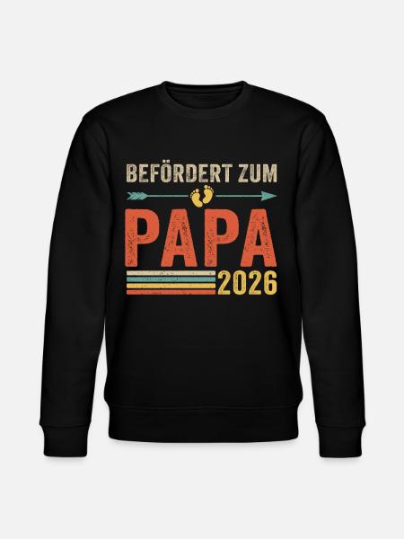 Retro Befördert zum Papa 2026 - Stanley/Stella Unisex Bio-Sweatshirt CHANGER  - Schwarz