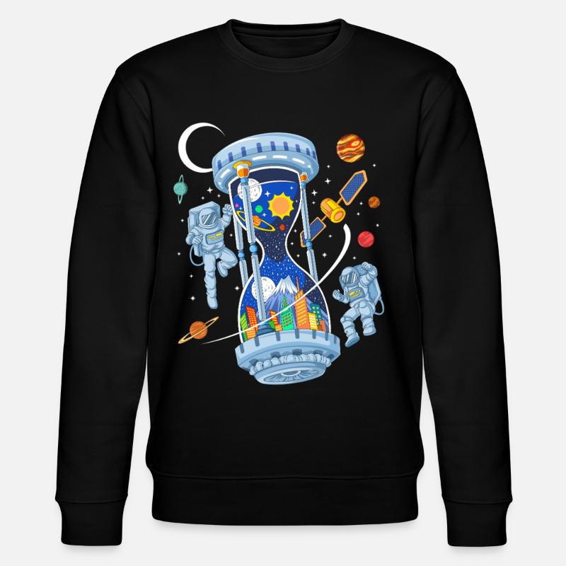 Space Hourglass Astronauts Galaxy Time - Stanley/Stella CHANGER Unisex Organic Sweatshirt - black