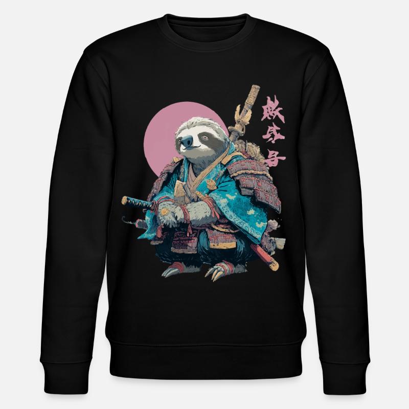 Faultier-Samurai in blauer Rüstung - Stanley/Stella Unisex Bio-Sweatshirt CHANGER  - Schwarz