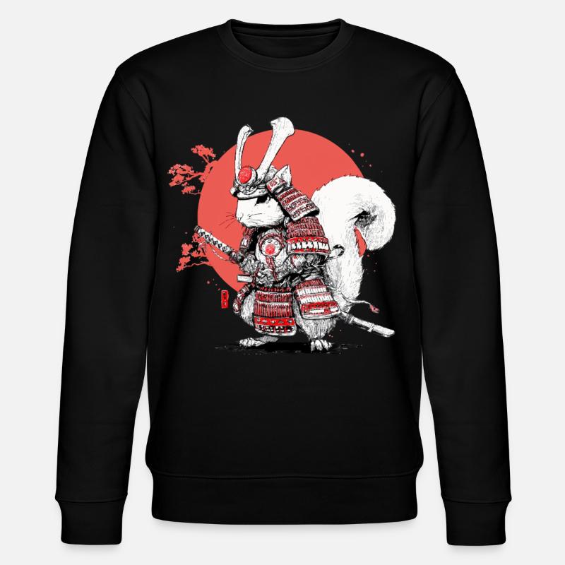 Squirrel Samurai in Red Circle - Stanley/Stella CHANGER Unisex Organic Sweatshirt - black