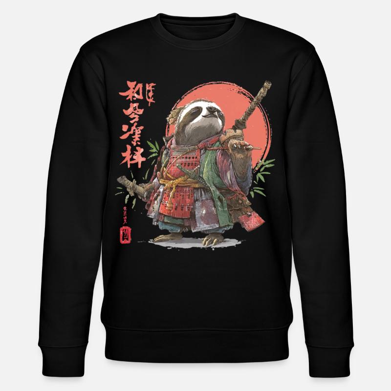 Sloth Samurai Warrior - Stanley/Stella CHANGER Unisex Organic Sweatshirt - black