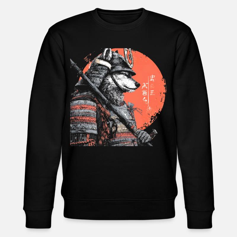 Wolf in Rüstung Samurai - Stanley/Stella Unisex Bio-Sweatshirt CHANGER  - Schwarz
