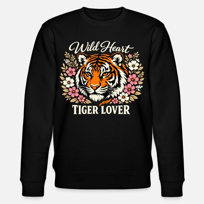 Wild Heart Tiger - Stanley/Stella Unisex Bio-Sweatshirt CHANGER  - Schwarz