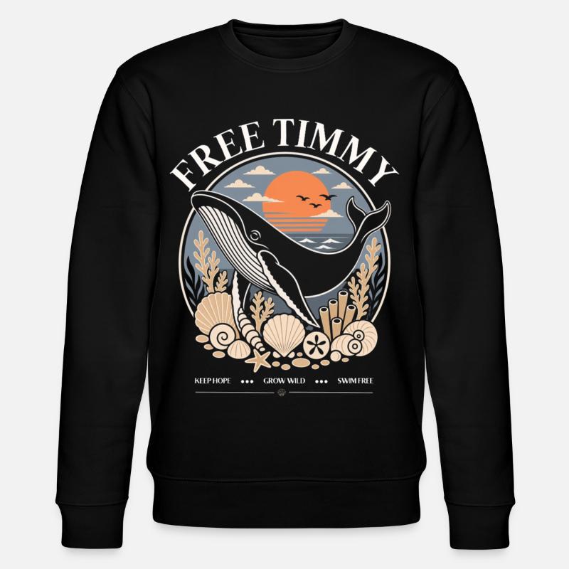 Buckelwal Timmy Hope Statement Merch - Stanley/Stella Unisex Bio-Sweatshirt CHANGER  - Schwarz