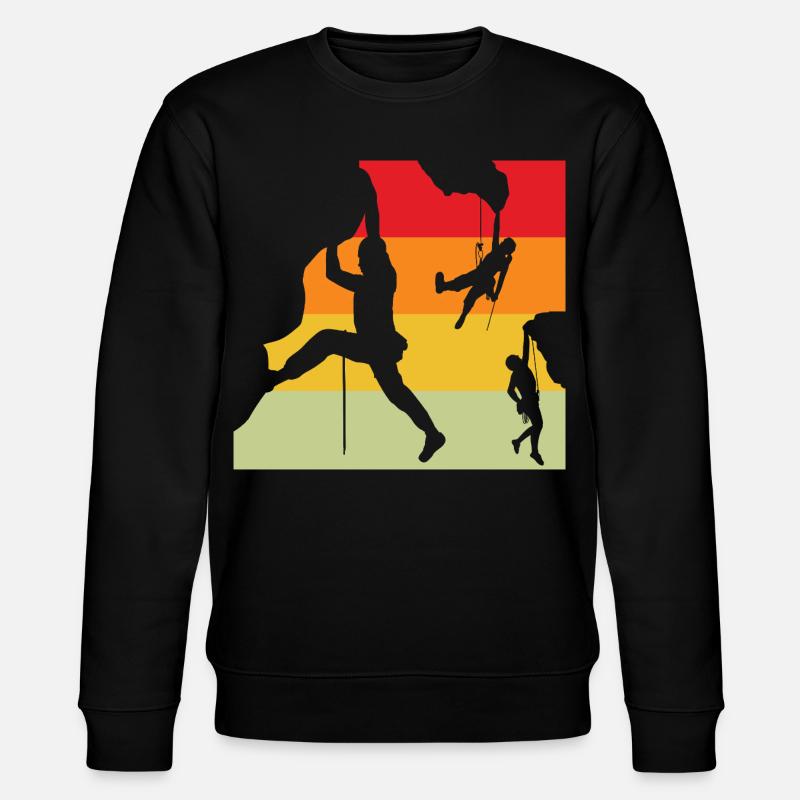 Retro Sonnenuntergang Kletterer Silhouetten - Stanley/Stella Unisex Bio-Sweatshirt CHANGER  - Schwarz
