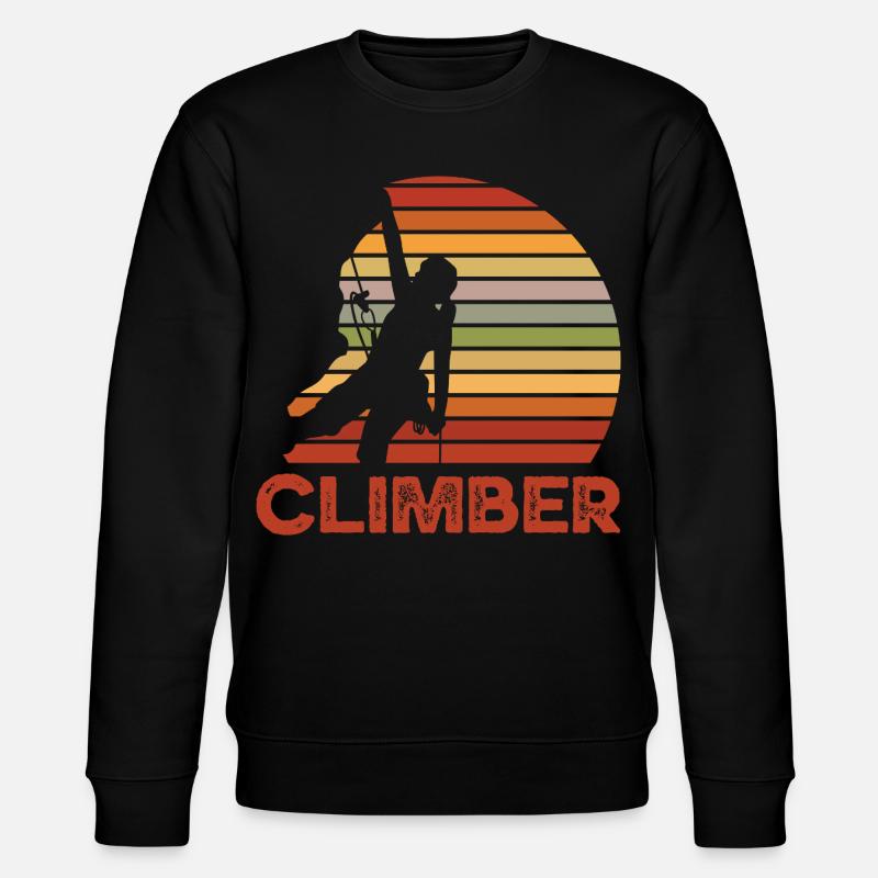 Retro Sunset Climber Silhouette - Stanley/Stella CHANGER Unisex Organic Sweatshirt - black