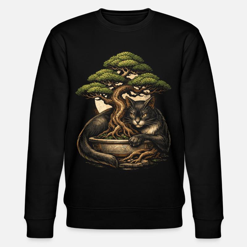 Bonsaï avec chat - Sweat bio CHANGER Stanley/Stella Unisexe - noir