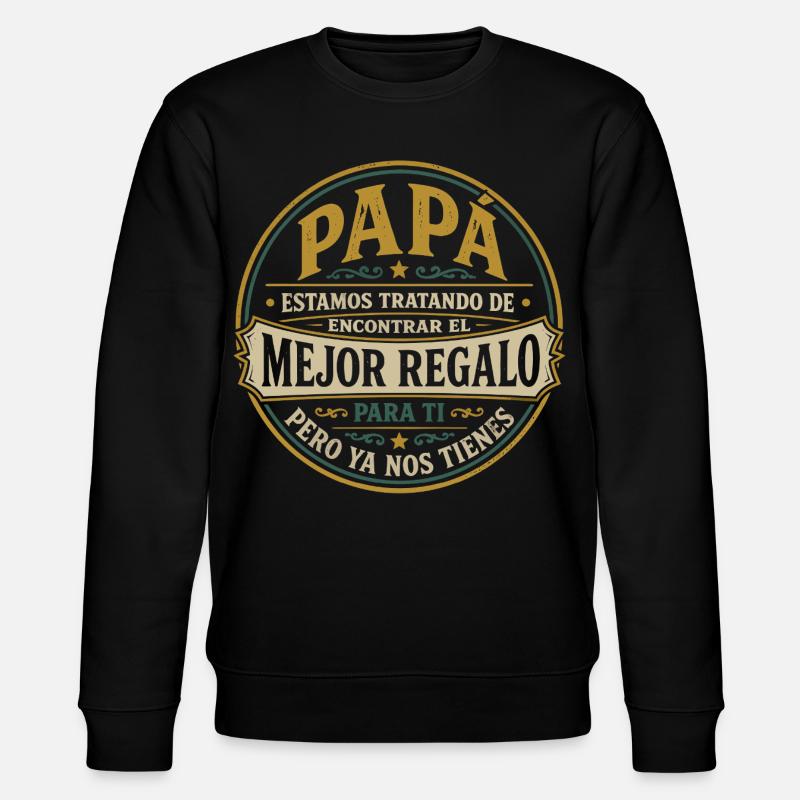 Papa Beste Geschenk Kinder Spanisch Design - Stanley/Stella Unisex Bio-Sweatshirt CHANGER - Schwarz