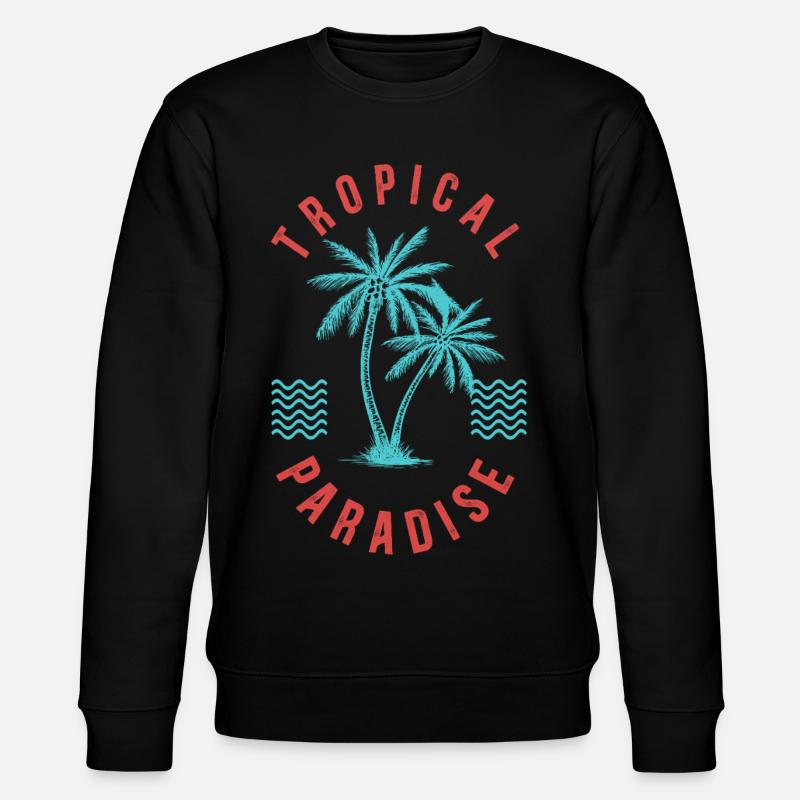 Tropical Paradise Retro Palm Abzeichen - Stanley/Stella Unisex Bio-Sweatshirt CHANGER  - Schwarz