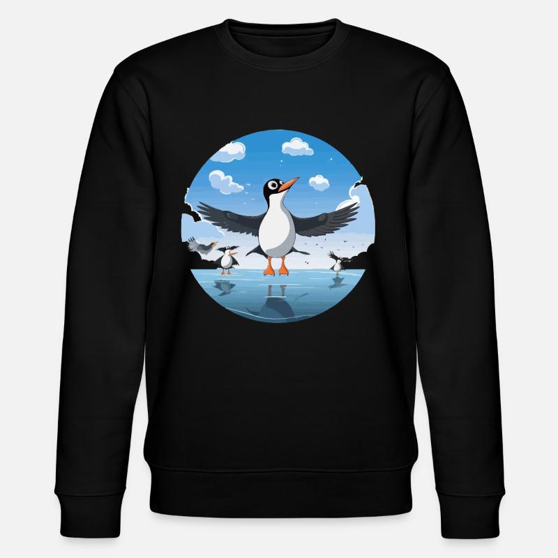 Pinguin Kreis am Eissee - Stanley/Stella Unisex Bio-Sweatshirt CHANGER  - Schwarz