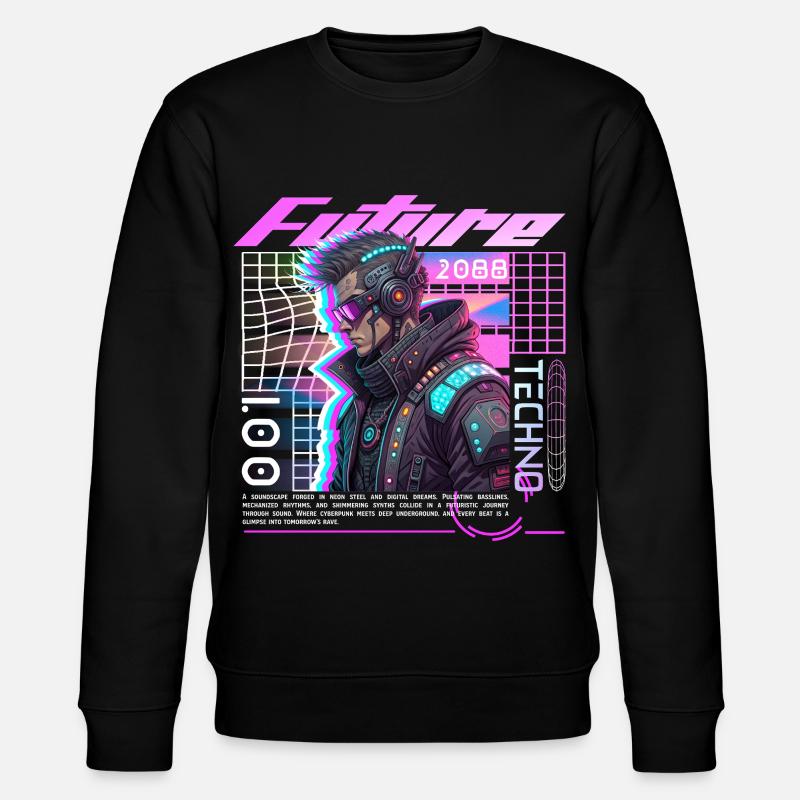 Neon Cyberpunk Fahrradfahrer - Stanley/Stella Unisex Bio-Sweatshirt CHANGER  - Schwarz