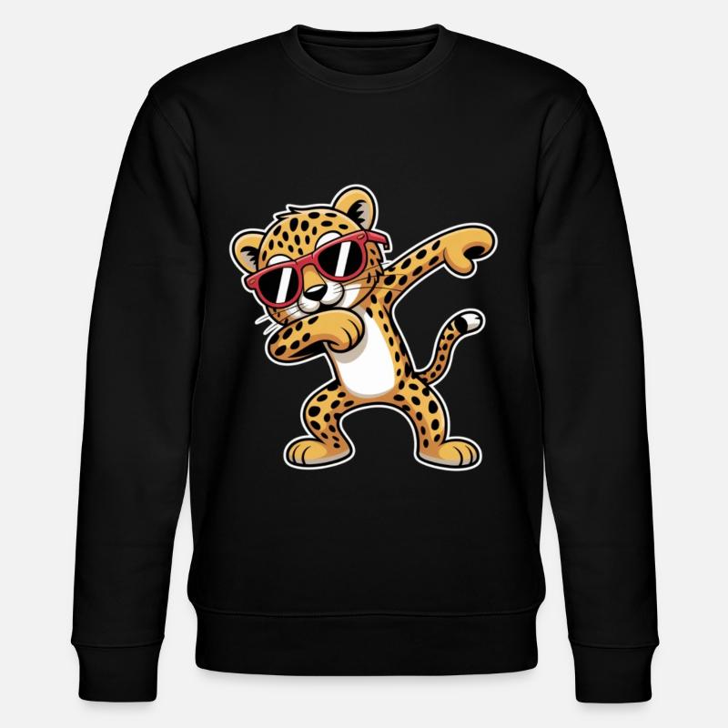 Leopard mit Sonnenbrillen Tanz - Stanley/Stella Unisex Bio-Sweatshirt CHANGER - Schwarz
