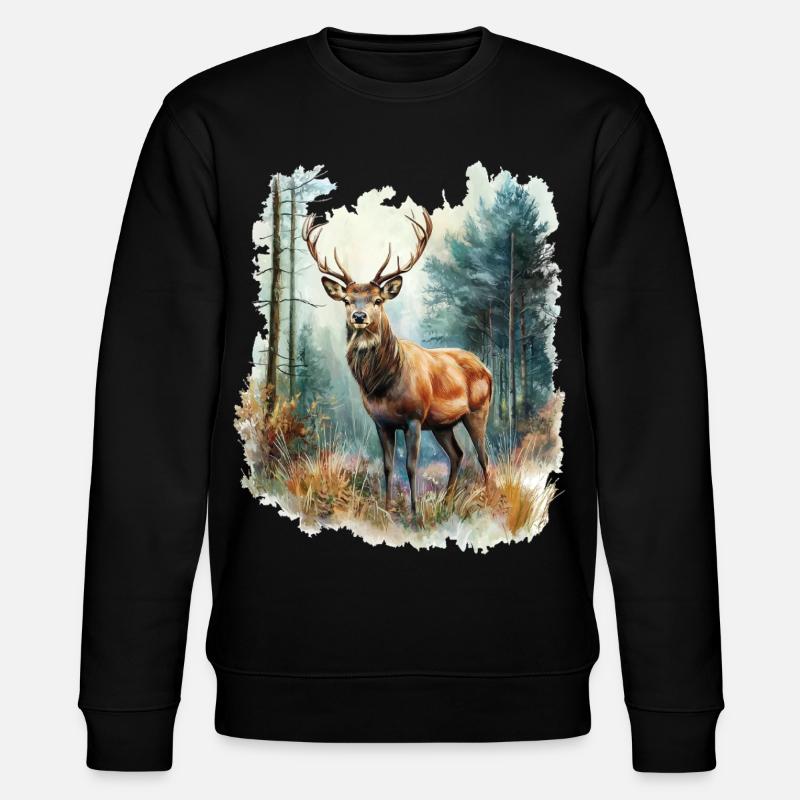 Cerf, chevreuil, cerf - Sweat bio CHANGER Stanley/Stella Unisexe - noir