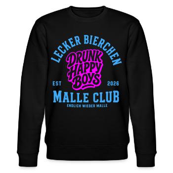 Malle 2026 Lecker Bierchen Malle Club - Stanley/Stella Unisex Bio-Sweatshirt CHANGER  - Schwarz - Vorne - Nik (191cm) & Marisol (170cm)