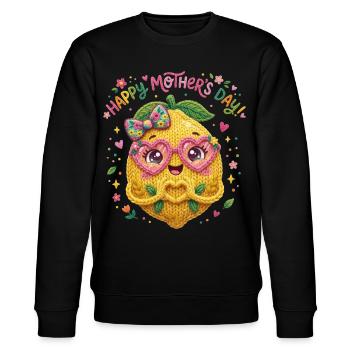 Mains en cœur citron pour la fête des mères - Bonne fête des mères - Sweat bio CHANGER Stanley/Stella Unisexe - noir - Devant - Nik (191cm) & Marisol (170cm)