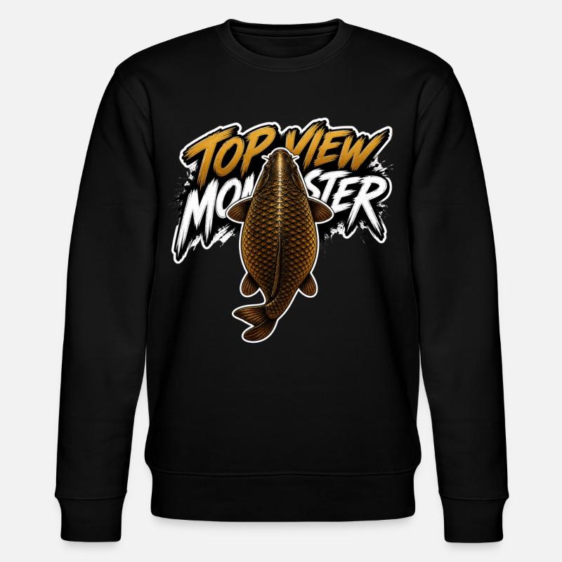 Vogelperspektive Monsterkarpfen – Kräftiges Angeldesign - Stanley/Stella Unisex Bio-Sweatshirt CHANGER  - Schwarz