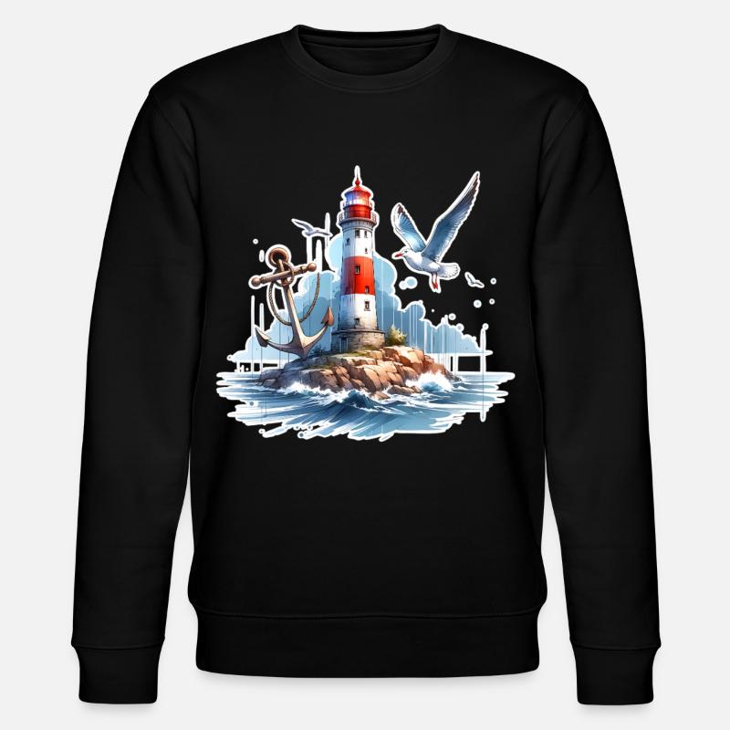 Leuchtturm Anker Möwe - Stanley/Stella Unisex Bio-Sweatshirt CHANGER  - Schwarz
