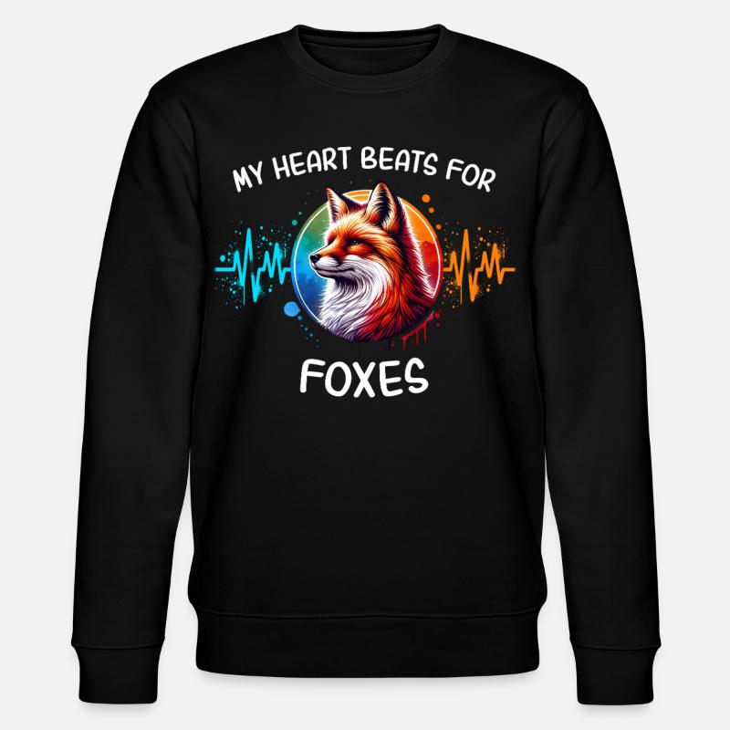 Red Fox Fox Heart Line - Stanley/Stella CHANGER Unisex Organic Sweatshirt - black