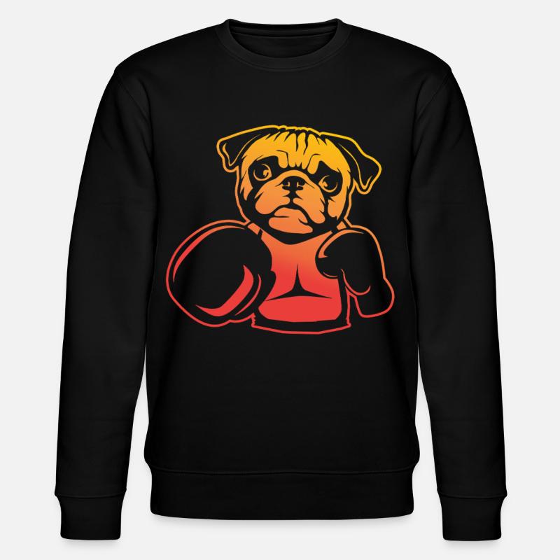 Boxing Pug – Pug Boxer Fun - Stanley/Stella CHANGER Unisex Organic Sweatshirt - black