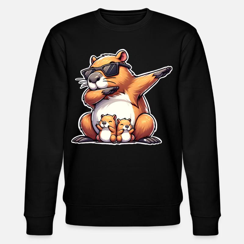 Capybara Papa - Stanley/Stella Unisex Bio-Sweatshirt CHANGER  - Schwarz