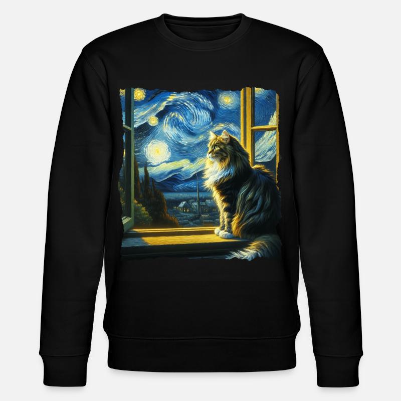 Maine Coon Starry Night - Stanley/Stella Unisex Bio-Sweatshirt CHANGER - Schwarz