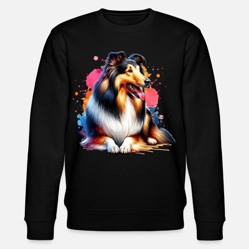 Langhaar Collie Geschenk - Stanley/Stella Unisex Bio-Sweatshirt CHANGER  - Schwarz