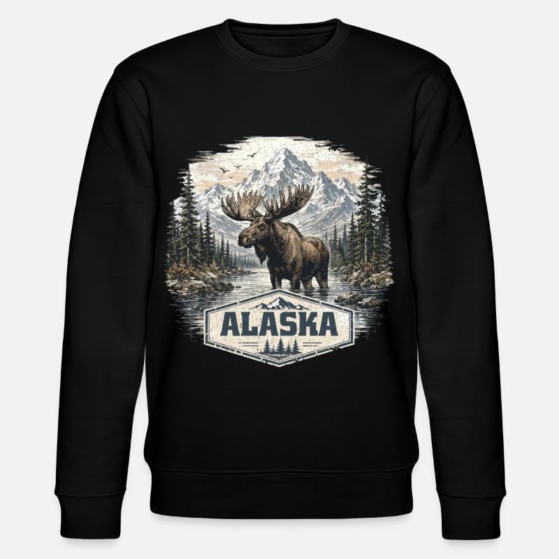 L’orignal d’Alaska Adore l’Alaska - Sweat bio CHANGER Stanley/Stella Unisexe - noir